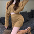 Retro Style Hooded Twist Knitted Sweater With Skirts Sets